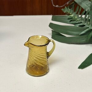 Vintage swirl amber glass miniature creamer pitcher